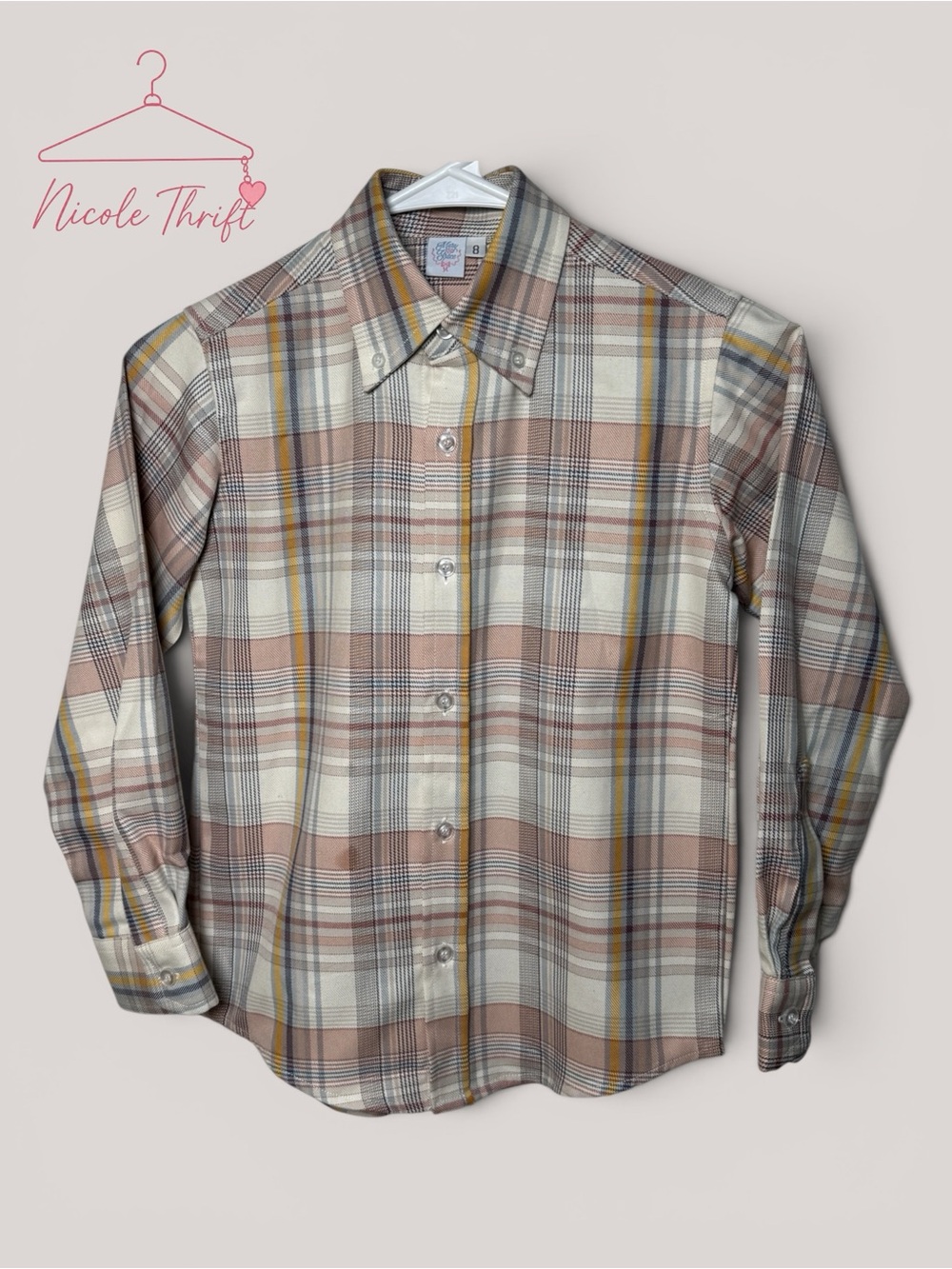 Mary Grace Plaid Button Down Shirt Boys Size 8 Long Sleeve